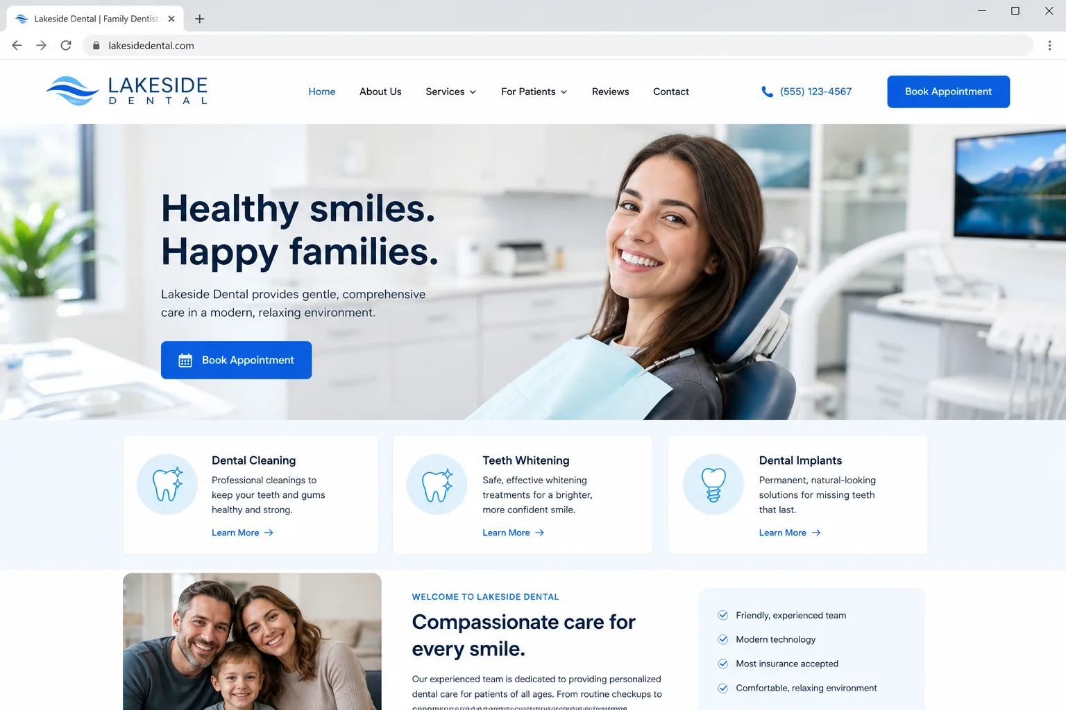 Lakeside Dental — website built by Arkidis