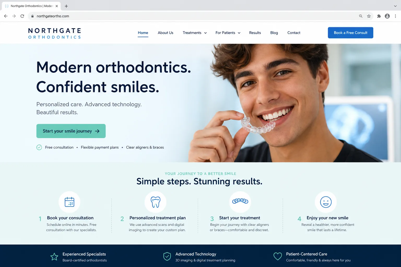 Northgate Orthodontics — website built by Arkidis
