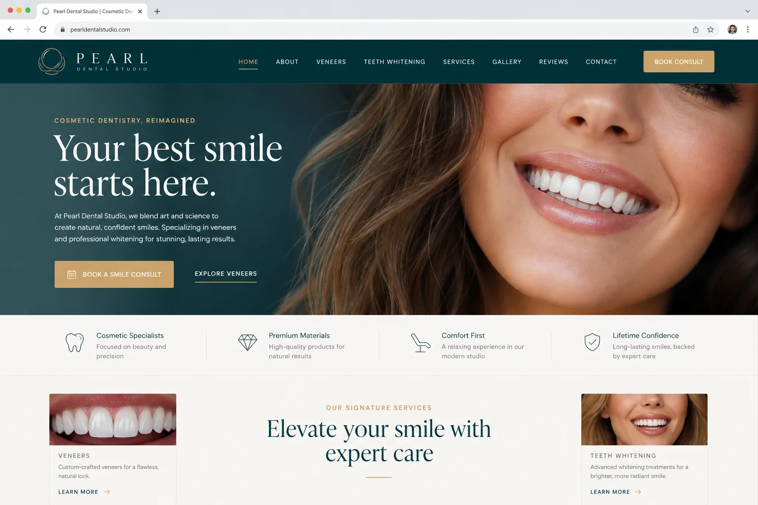 Pearl Dental Studio — website built by Arkidis