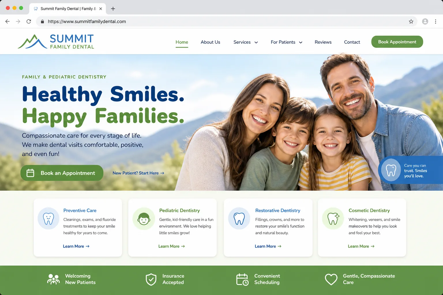 Summit Family Dental — website built by Arkidis