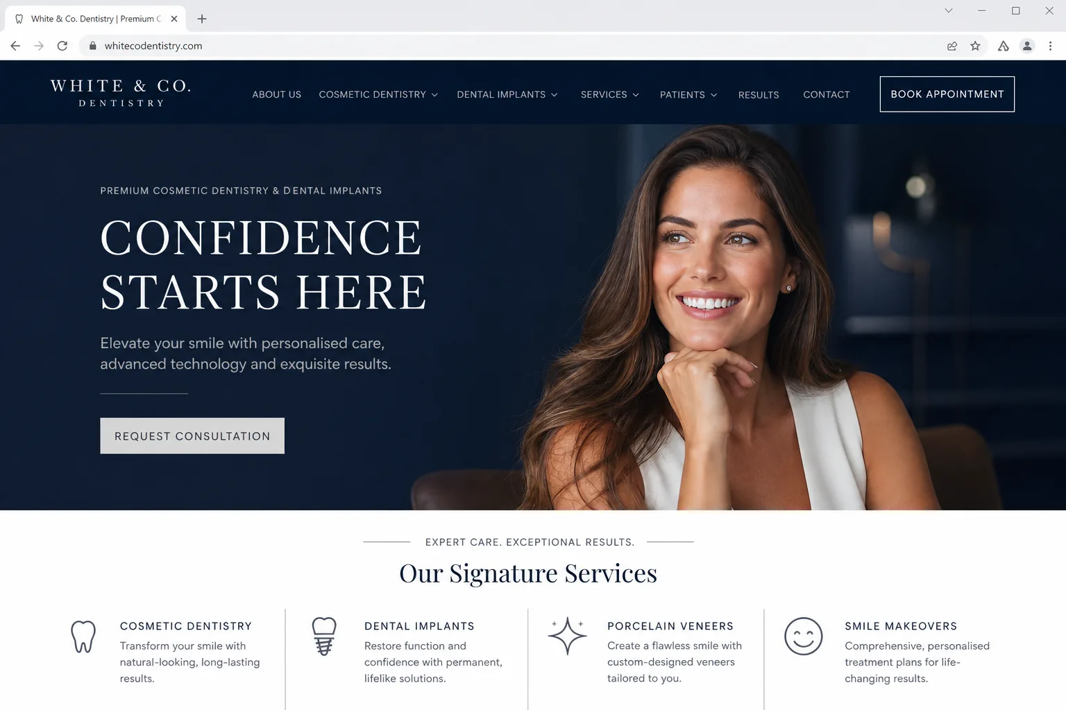 White & Co. Dentistry — website built by Arkidis
